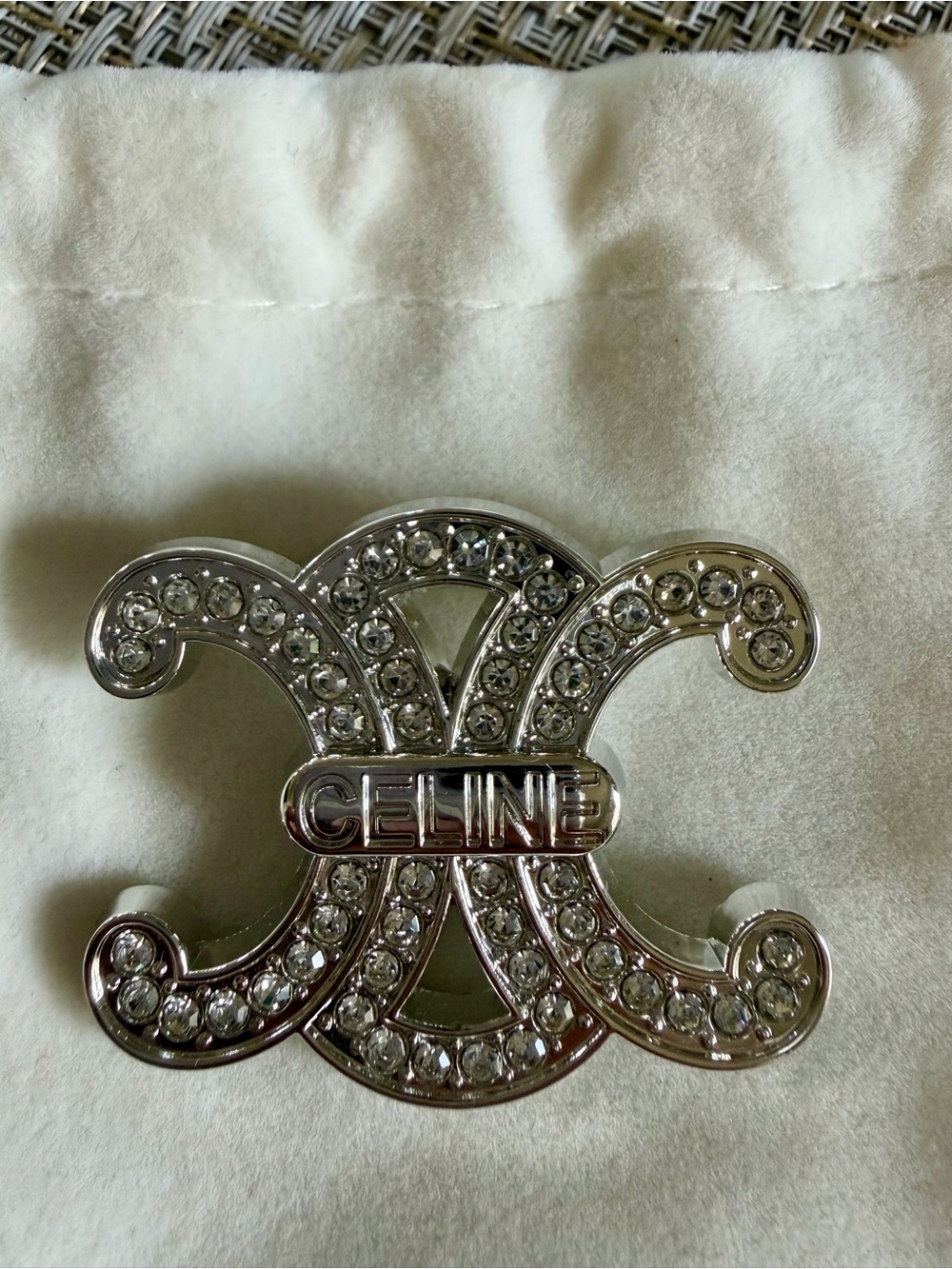 Silver Crystal Logo Brooch